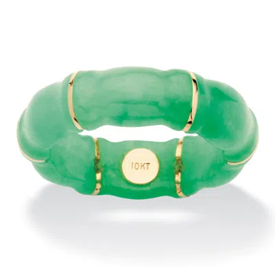 Palm Beach Jewelry Jade Bamboo Ring In 10k Gold In Green