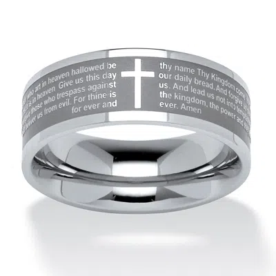 Palm Beach Jewelry Lord's Prayer Ring In Stainless Steel In White