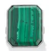 Palm Beach Jewelry Malachite Emerald Shape Platinum-plated Cocktail Ring 1-inch