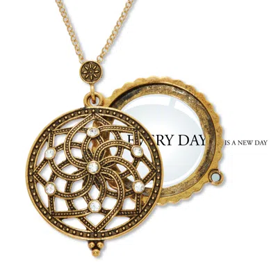 Palm Beach Jewelry Mandala Flower Magnifying Glass Goldtone Pendant Necklace 23-inch