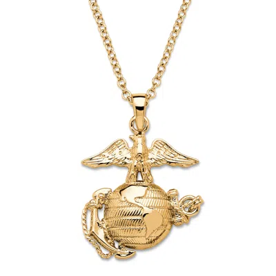 Palm Beach Jewelry Marine Corps Pendant Necklace Gold-plated 20" In Yellow