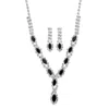 Palm Beach Jewelry Marquise-cut Aqua Black And White Crystal Silvertone 2-piece Halo Set 18"-23"