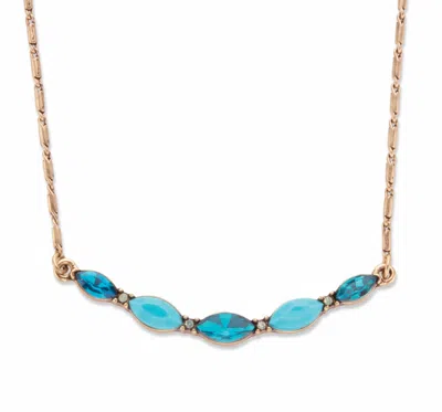 Palm Beach Jewelry Marquise-cut Blue Crystal And Simulated Turquoise Goldtone Necklace 17"-19"