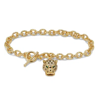 Palm Beach Jewelry Marquise Cut Green Crystal Goldtone Charm Bracelet, 8 Inches