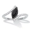 Palm Beach Jewelry Marquise Genuine Onyx And Cubic Zirconia Silvertone Ring