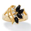 Palm Beach Jewelry Marquise-shaped Onyx Ring In Gold-plated In Yellow