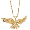 Palm Beach Jewelry Men's 1 Cttw. Gold-plated Cubic Zirconia Eagle Pendant (60mm) Necklace 20" In White