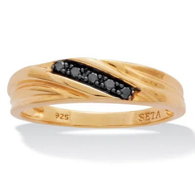 Palm Beach Jewelry Men's .1 Tcw Black Diamond Single-row Gold Over Silver Ring