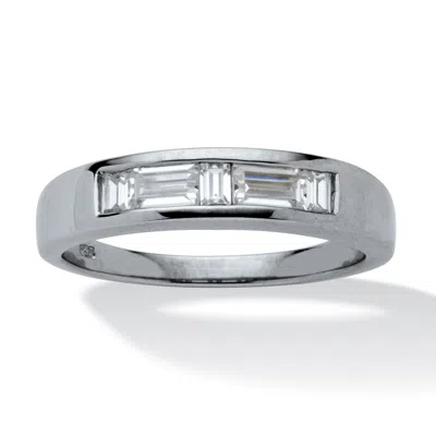Palm Beach Jewelry Men's 1 Tcw Cubic Zirconia Wedding Ring In Platinum-plated Sterling Silver In White