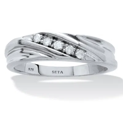 Palm Beach Jewelry Men's .1 Tcw Platinum-plated Sterling Silver Diamond Band In White