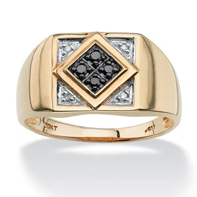 Palm Beach Jewelry Men's .10 Tcw Round Black And White Diamond Geometric Ring In 10k Yellow Gold