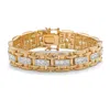 Palm Beach Jewelry Men's 10.35 Tcw Square Cubic Zirconia Gold-plated Link Bracelet 8.25"