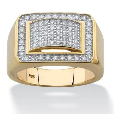 Palm Beach Jewelry Men's 1.05 Tcw Cz Geometric Ring In Gold-plated Sterling Silver In Yellow