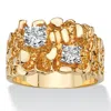 Palm Beach Jewelry Men's 1.05 Tcw Round Cubic Zirconia Gold-plated Two-stone Nugget Ring In White