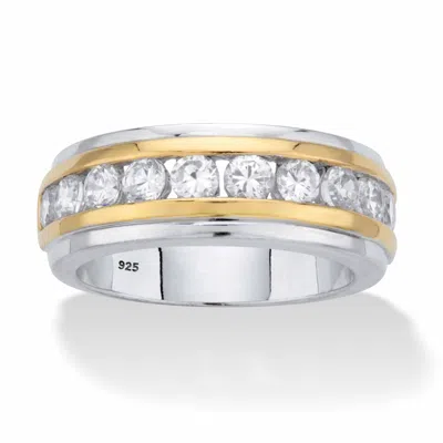 Palm Beach Jewelry Men's 1.10 Cttw Cubic Zirconia 18k Gold And Platinum-plated Sterling Silver Ring In White