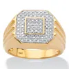Palm Beach Jewelry Men's 1/10 Cttw. Round Solid 10k Yellow Gold Diamond Ribbed Octagon Ring In White