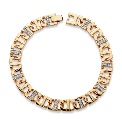 Palm Beach Jewelry Men's 1.10 Tcw Cubic Zirconia 10 Mm Mariner-link Bracelet Gold-plated 9.75" In White