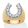 Palm Beach Jewelry Men's 1.10 Tcw Cubic Zirconia Horseshoe Ring Gold-plated Sterling Silver In White