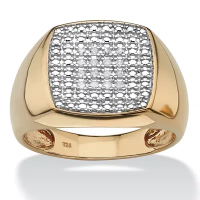 Palm Beach Jewelry Men's 1/10 Tcw Diamond 18k Yellow Gold-plated Sterling Silver Cluster Ring