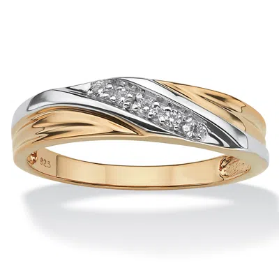 Palm Beach Jewelry Men's 1/10 Tcw Round Cubic Zirconia 18k Gold Plated Silver Wedding Band Ring In White