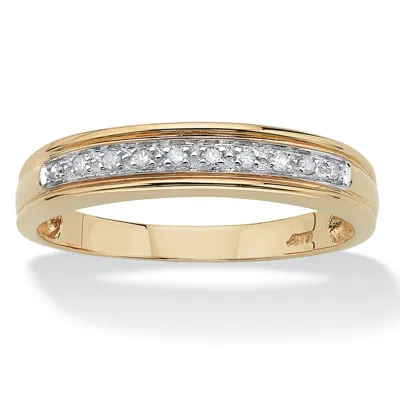 Palm Beach Jewelry Men's 1/10 Tcw Round Diamond 10k Yellow Gold Anniversary Ring Wedding Band In White