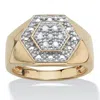 Palm Beach Jewelry Men's 1/10 Tcw Round Diamond 18k Gold-plated Sterling Silver Hexagon-shape Ring In White