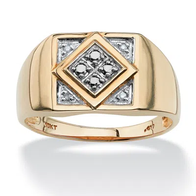 Palm Beach Jewelry Men's 1/10 Tcw Round Diamond Solid 10k Yellow Gold Geometric Ring