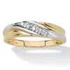 Palm Beach Jewelry Men's 1/10 Tcw Round Diamond Two-tone 10k Gold Diagonal Wedding Band Ring In White