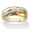 Palm Beach Jewelry Men's 1/10 Tcw Round Diamond Wave Ring In 18k Gold-plated Sterling Silver In White