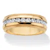 Palm Beach Jewelry Men's 1.12 Cttw. Cubic Zirconia Gold Ion-plated Stainless Steel Eternity Ring In Yellow