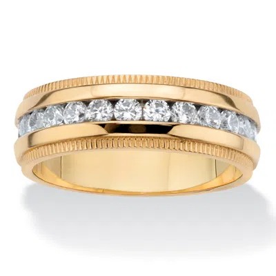 Palm Beach Jewelry Men's 1.12 Cttw. Cubic Zirconia Gold Ion-plated Stainless Steel Eternity Ring In Yellow