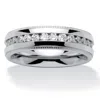 Palm Beach Jewelry Men's 1.12 Tcw Round Cubic Zirconia Eternity Band In Stainless Steel In White