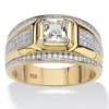 Palm Beach Jewelry Men's 1.12 Tcw Square-cut Cubic Zirconia Ring In 14k Gold-plated Sterling Silver In Yellow