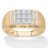 Palm Beach Jewelry Men's 1/2 Cttw. Round Solid 10k Yellow Gold Diamond Brushed Matte Grid Ring In White
