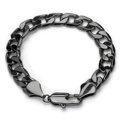 Palm Beach Jewelry Men's 12 Mm Curb-link Chain Bracelet Black Ruthenium-plated 10"