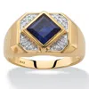 Palm Beach Jewelry Men's 1.24 Cttw. 18k Gold-plated Silver Square-cut Created Sapphire Ring In Yellow