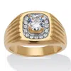 Palm Beach Jewelry Men's 1.25 Tcw Round Cubic Zirconia Gold Ion-plated Stainless Steel Dome Ring