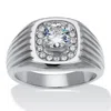 Palm Beach Jewelry Men's 1.25 Tcw Round Cubic Zirconia Stainless Steel Dome Ring