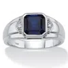 Palm Beach Jewelry Men's 1.27 Cttw Platinum-plated Silver Created Blue Sapphire Diamond Accent Ring In White