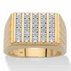Palm Beach Jewelry Men's 1/4 Ctw Round Diamond 18k Gold-plated Silver Multi-row Grooved Ring In Yellow