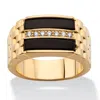 Palm Beach Jewelry Men's .14 Tcw Genuine Black Onyx And Cz Gold-plated Buff Top Ring In Yellow