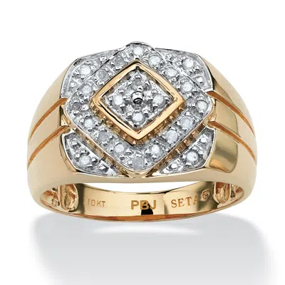 Palm Beach Jewelry Men's 1/4 Tcw Round Diamond Geometric Ring In 10k Gold In White