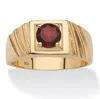 Palm Beach Jewelry Men's 1.40 Tcw Round Genuine Red Garnet 14k Gold-plated Sterling Silver Ring In Yellow