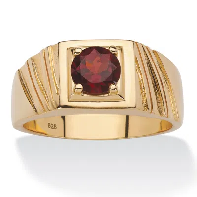 Palm Beach Jewelry Men's 1.40 Tcw Round Genuine Red Garnet 14k Gold-plated Sterling Silver Ring In Yellow