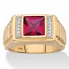 Palm Beach Jewelry Men's 1.42 Cttw. Gold-plated .925 Silver Created Red Ruby & Diamond Accent Ring In Yellow