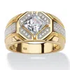 Palm Beach Jewelry Men's 1.44 Tcw Cubic Zirconia Octagon Ring In 14k Gold-plated Sterling Silver In White