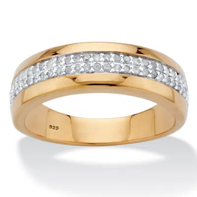 Palm Beach Jewelry Men's 1/5 Cttw. Diamond Accent 18k Gold-plated Sterling Silver Wedding Ring In White