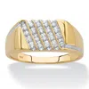 Palm Beach Jewelry Men's 1/5 Cttw. Solid 10k Yellow Gold Round Diamond Multi-row Diagonal Grid Ring In Yellow