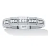 Palm Beach Jewelry Men's .15 Tcw Diamond Platinum-plated Sterling Silver Slit Band Ring