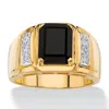 Palm Beach Jewelry Men's 1/5 Tcw Genuine Black Onyx And Diamond 18k Gold-plated Ring In Black